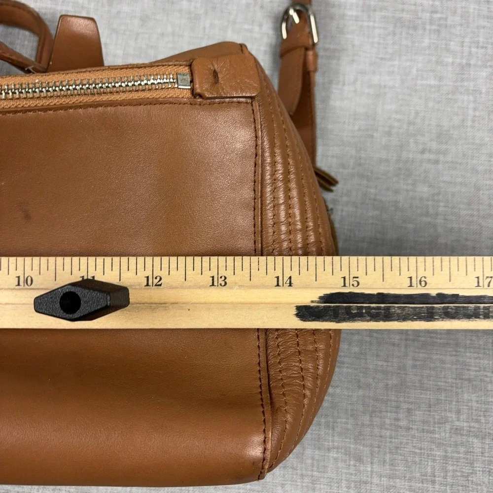 Lancaster Satchel Bag Womens Medium Brown Leather Top Handle Crossbody Zip
